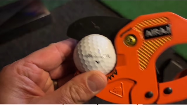 cutting open a mizuno pro x golf ball with my cutting tool Jeff